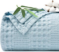 PHF Cooling Waffle Blanket King Size for Hot Sleepers, Sky Blue