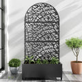 72in Metal Raised Garden Bed with Trellis and Wheels - Black-Net