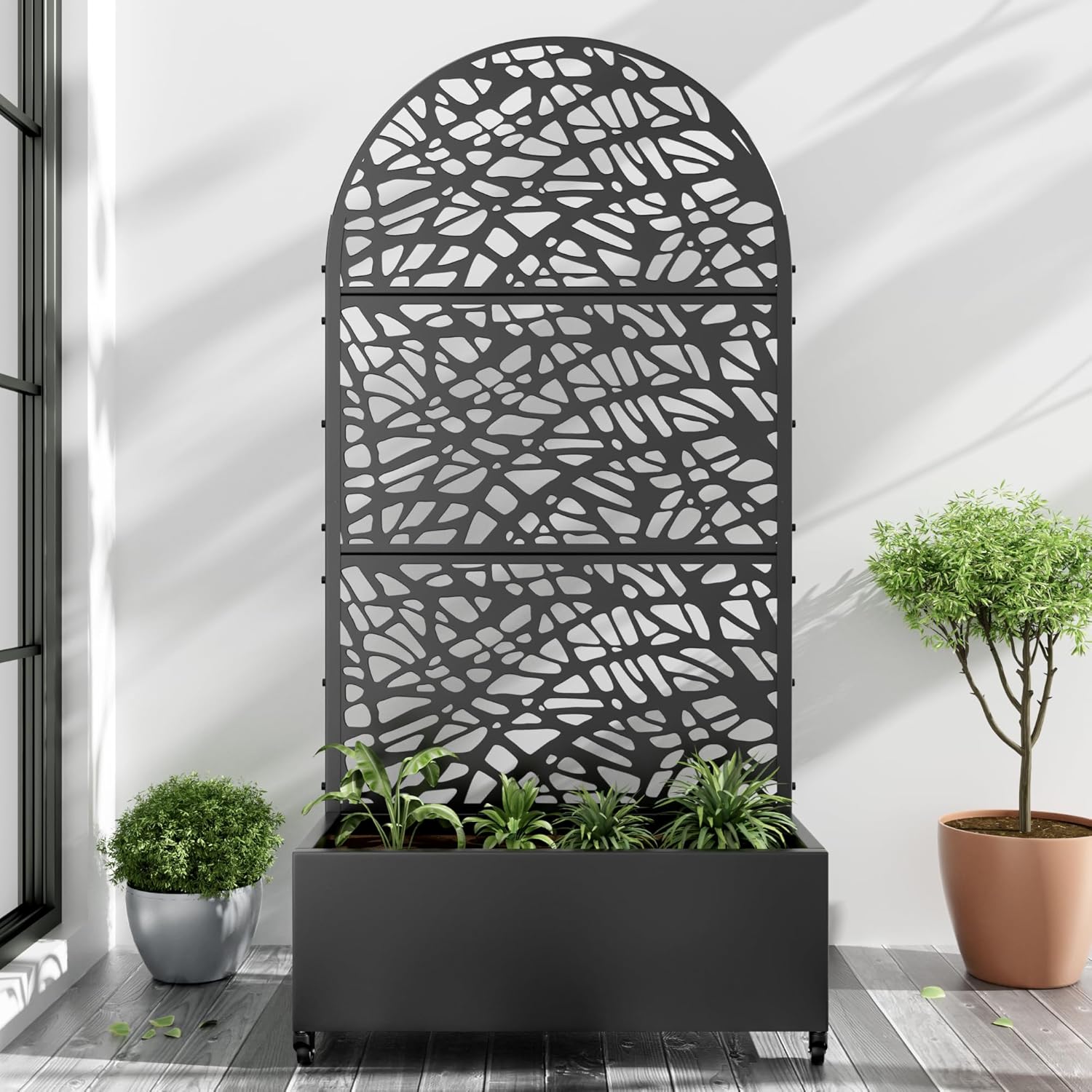 Casaphoria Metal Raised Garden Bed with Trellis and Wheels