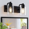 Matte Black 2-Light Bathroom Lights Over Mirror for Modern Homes