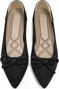 Ballet Flats Shoes for Women Pointed Toe Knit Bow - Comfortable Slip