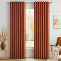 Fall Burnt Orange Blackout Curtains 90 in - Thermal Linen Drapes