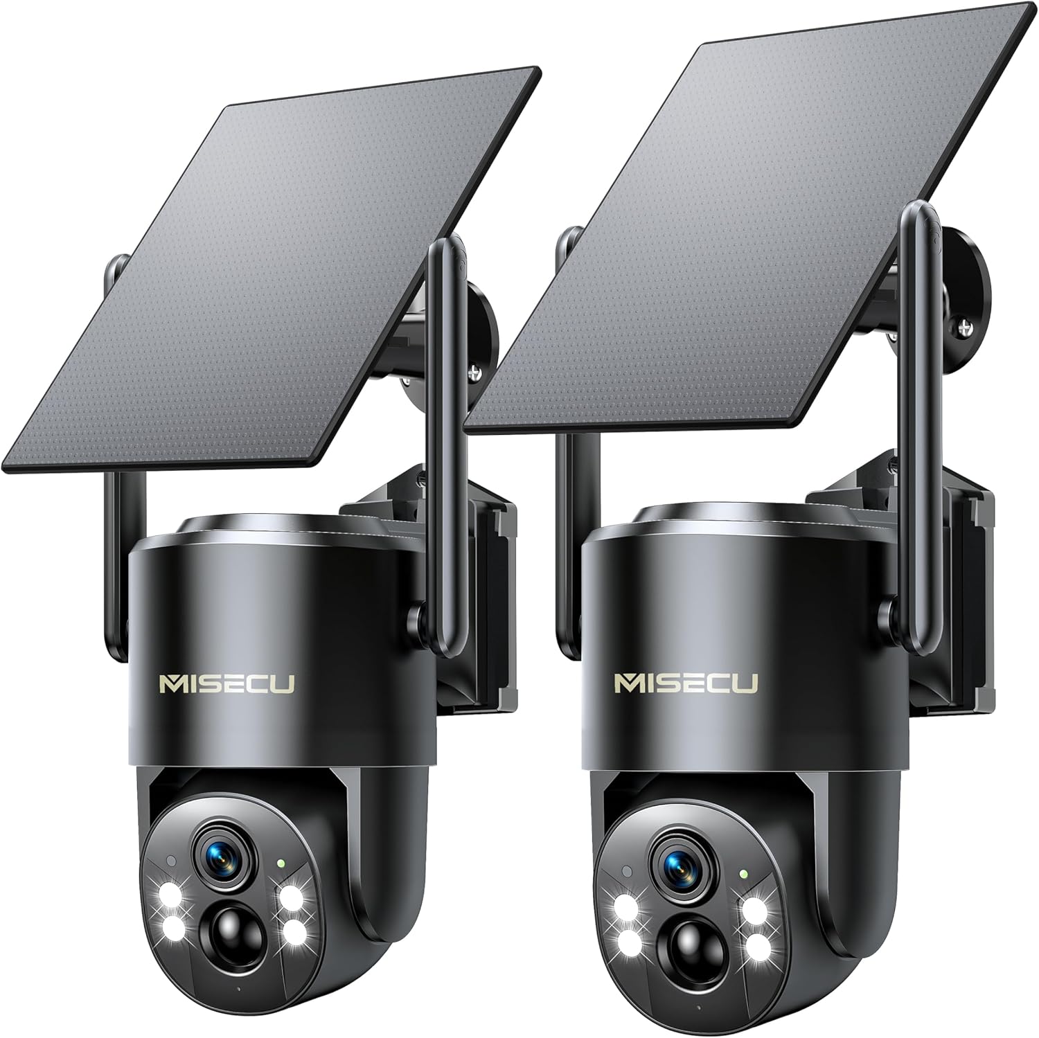 2Pack Solar Powered 4G Security Cameras - Color Night Vision, AI Detection