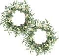 Eucalyptus Wreath 20in 2 Pack - Lifelike Green Front Door Wreaths