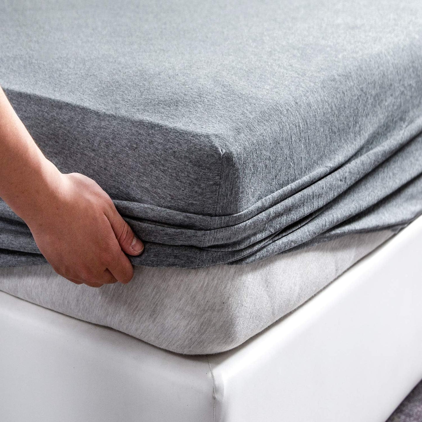 PURE ERA Jersey Knit Cotton Fitted Bottom Sheet for King Size