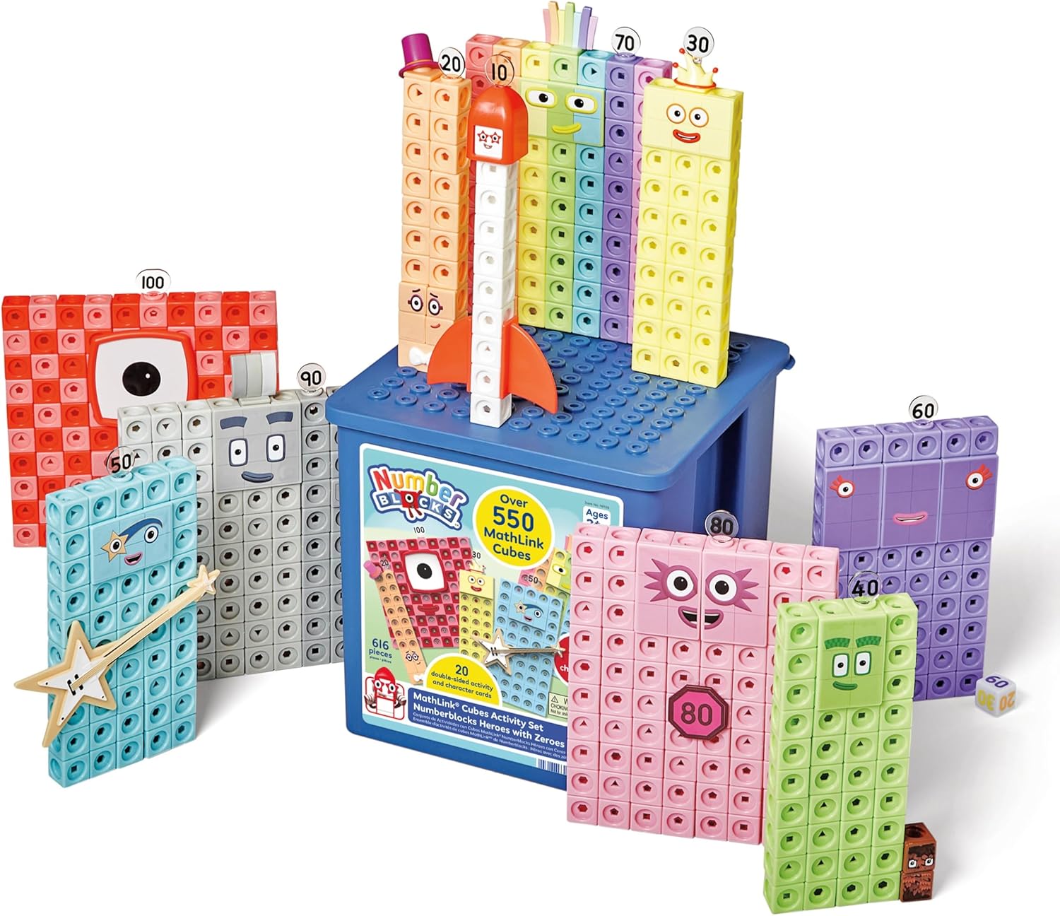 Numberblocks Heroes with Zeroes MathLink Cubes Activity Set