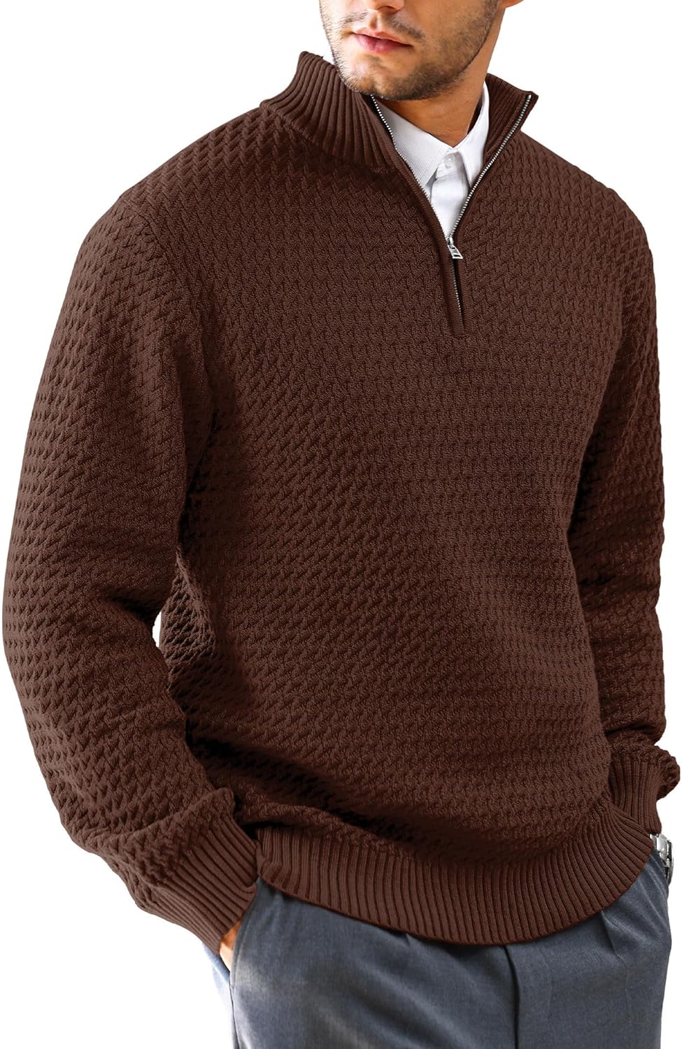 Men's Quarter-Zip Sweater for Business Casual Style and Comfort