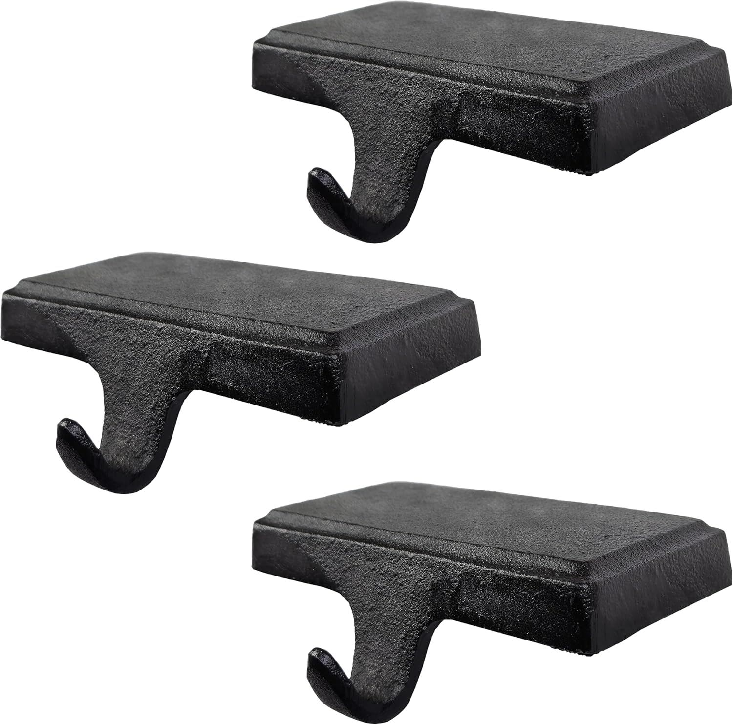 Black Christmas Stocking Holders for Mantle - Set of 3 Sturdy Hooks