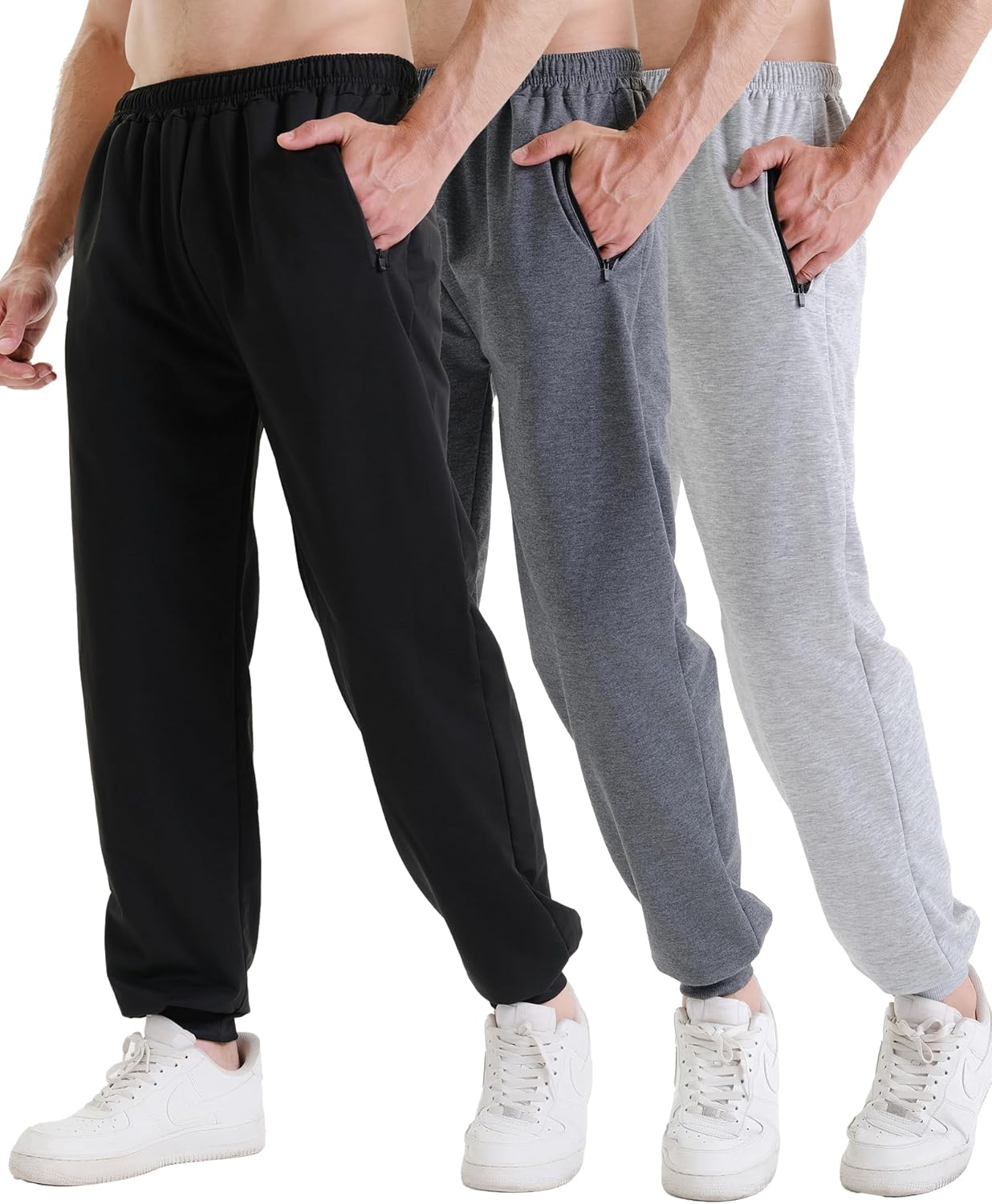 3 Pack Sweatpants for Men Athletic Gym Workout Joggers with Pockets