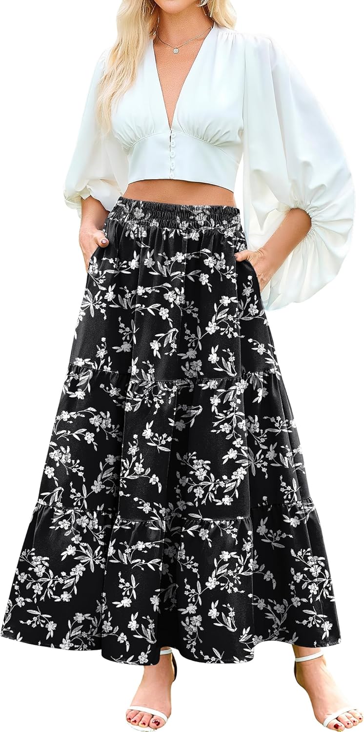 Arolina Maxi Skirt for Women: Boho High Waist Flowy Style