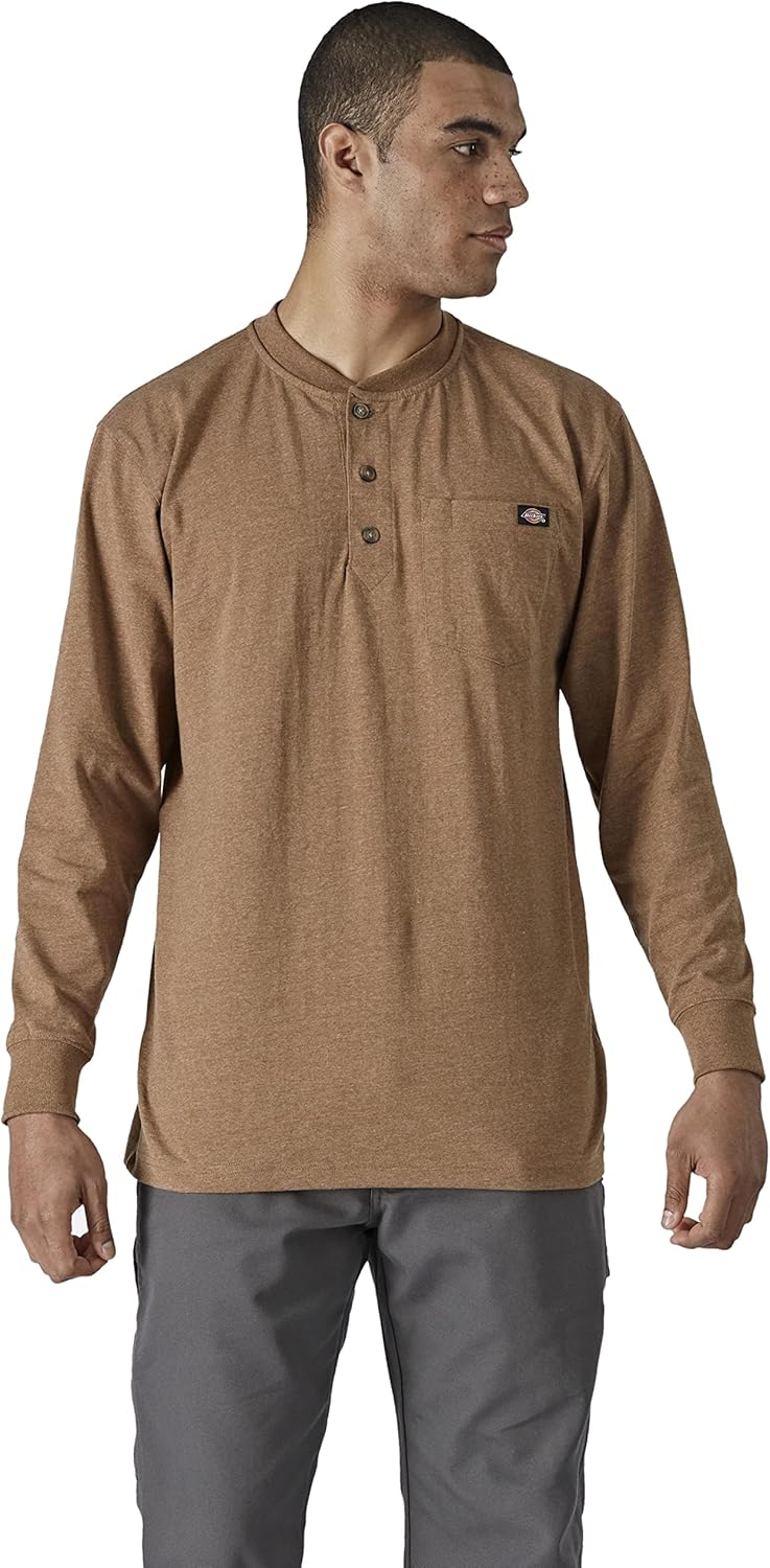 Dickies Men's Long Sleeve Heavyweight Henley for Comfort