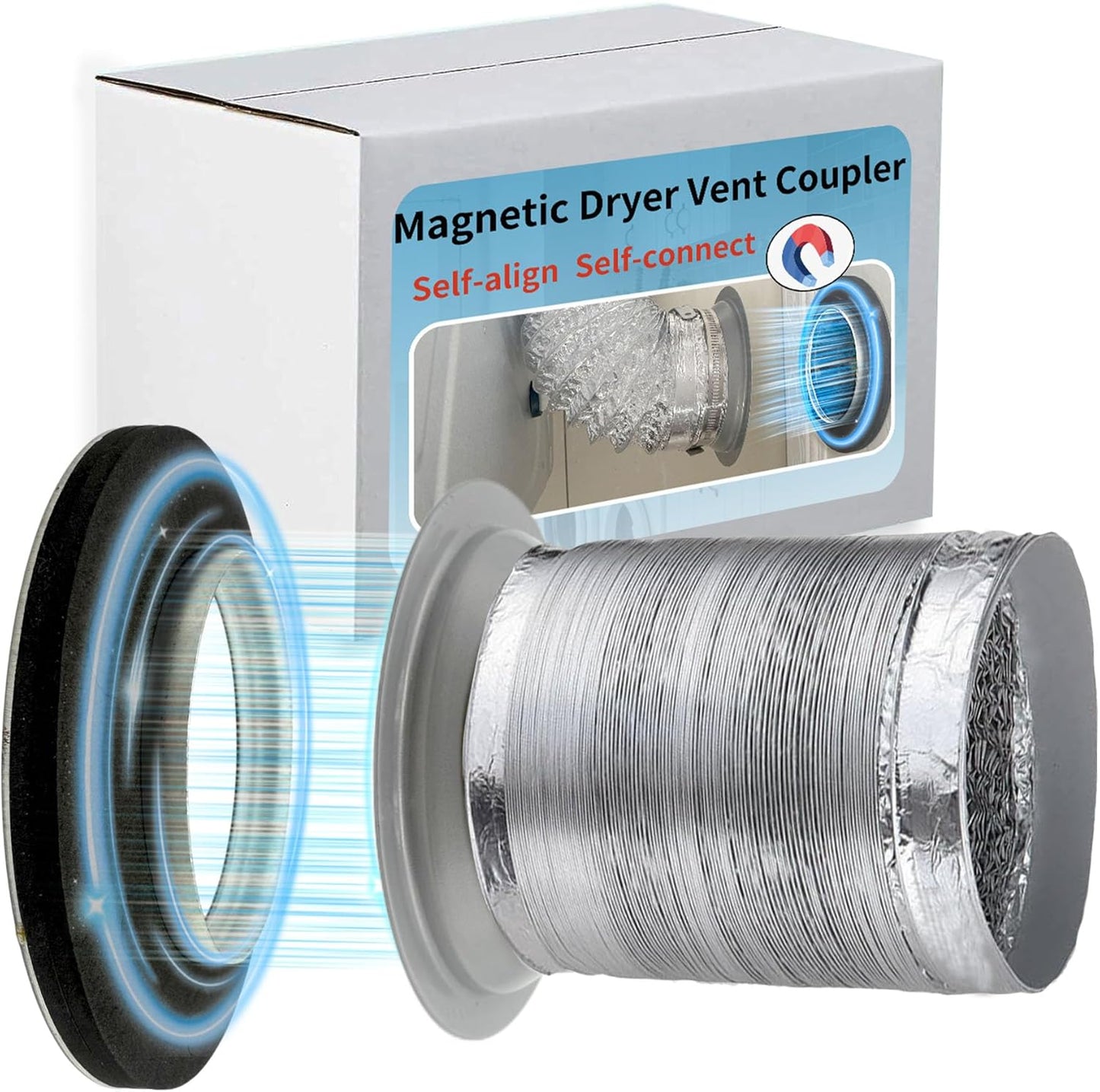 Magnetic Dryer Vent Coupler for Easy Self-Connect and Align