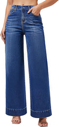 Wide Leg Jeans High Waisted Baggy Stretchy Loose Long Trousers