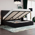 King Size Lift Up Storage Bed Frame with Velvet Wingback Headboard