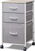 Light Grey Mobile File Cabinet with 3 Drawers - Compact Rolling