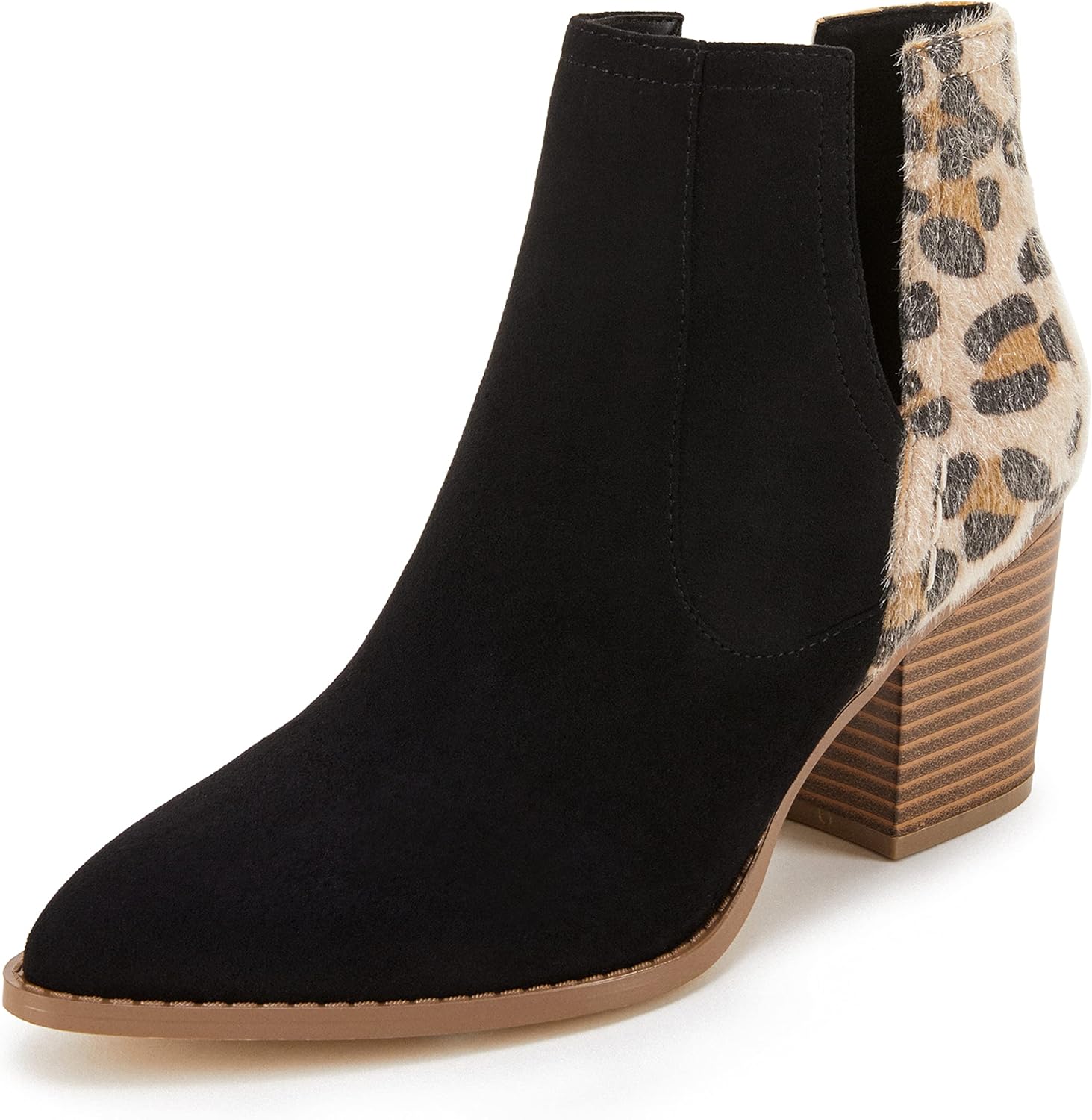 FISACE Womens Pointed Toe Stacked Mid Heel Ankle Boots Review