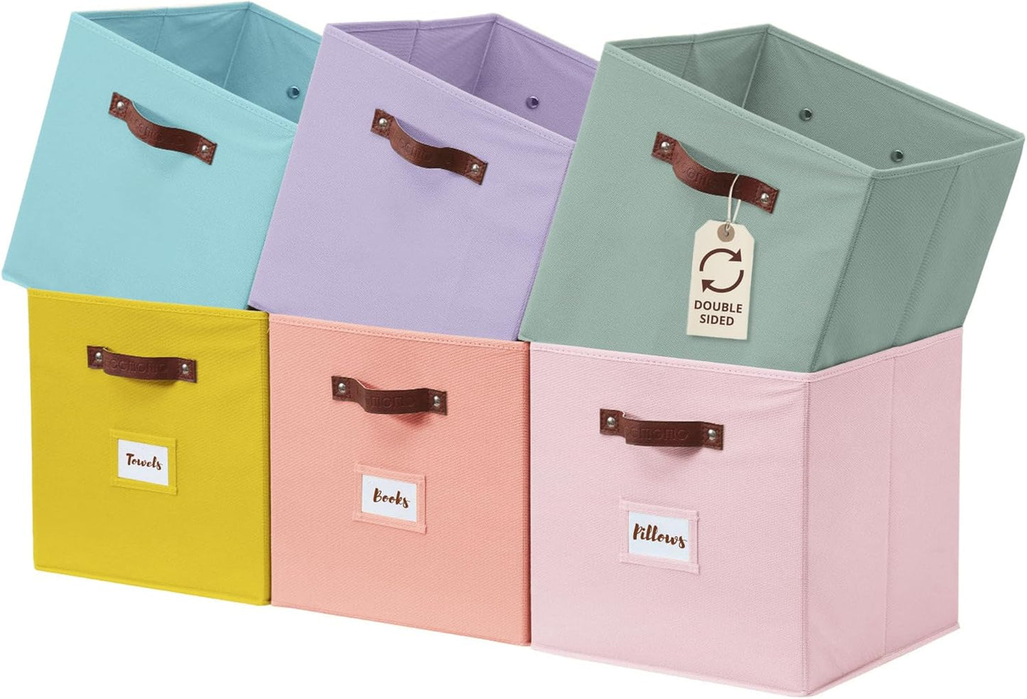 DECOMOMO Rainbow Storage Cubes - Colorful 13x13x13 Bins Set