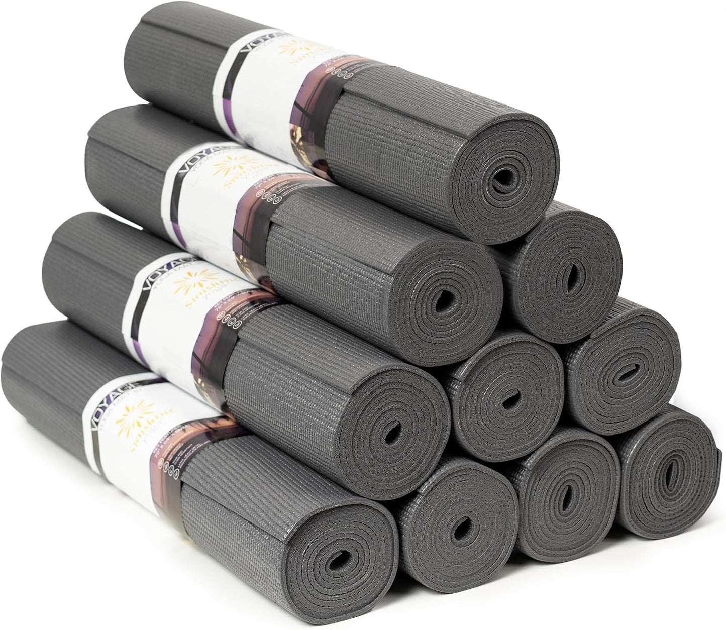 Voyage Yoga Mat 10 Pack, 72in x 24in, Durable Non-Slip Mats