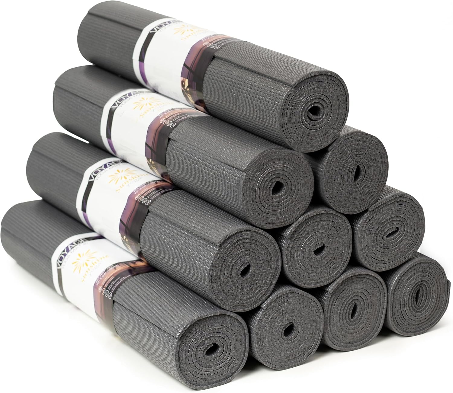 Voyage Yoga Mat 10 Pack, 72in x 24in, Durable Non-Slip Mats