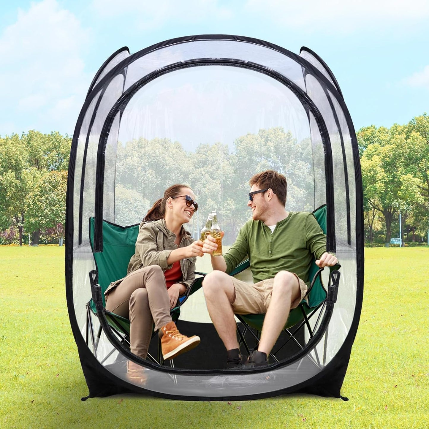 Clear Pop Up Beach Tent: Rainproof, Windproof, UPF 50+ - Lightweight & Sturdy!