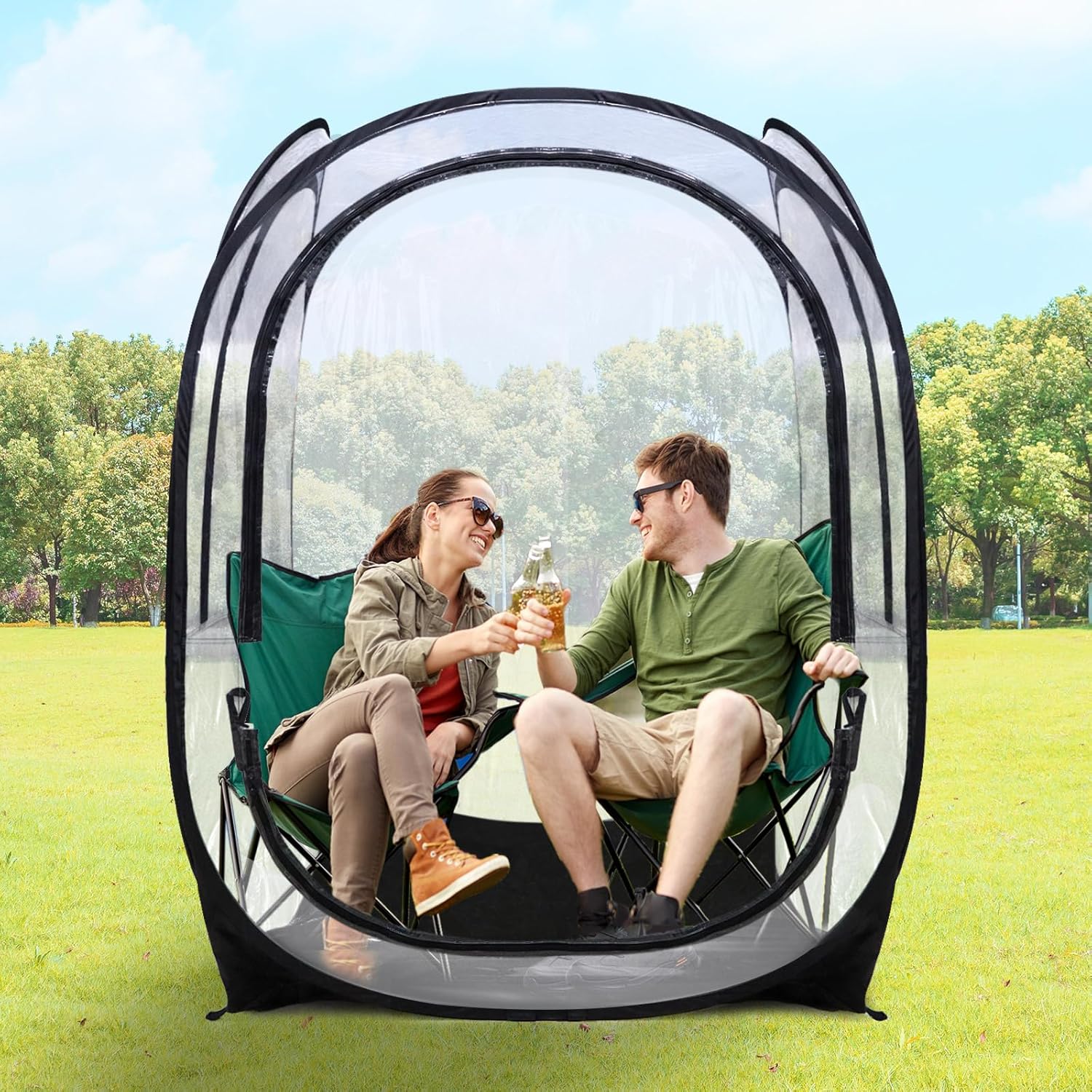 Clear Pop Up Beach Tent: Rainproof, Windproof, UPF 50+ - Lightweight & Sturdy!