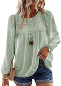Womens Fall Tops Crewneck Long Sleeve Chiffon Blouses (Style YYHY)