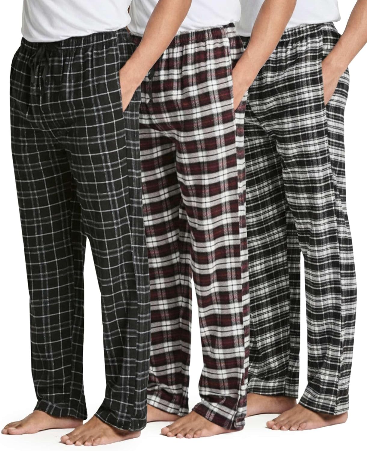Real Essentials Men's Soft Cotton Flannel Pajama Pants Set