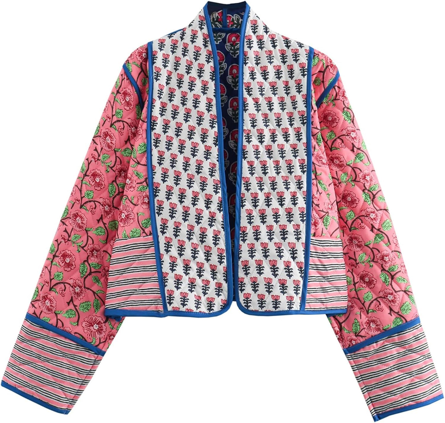 Omoone Women's Cropped Floral Reversible Quilted Jacket Review