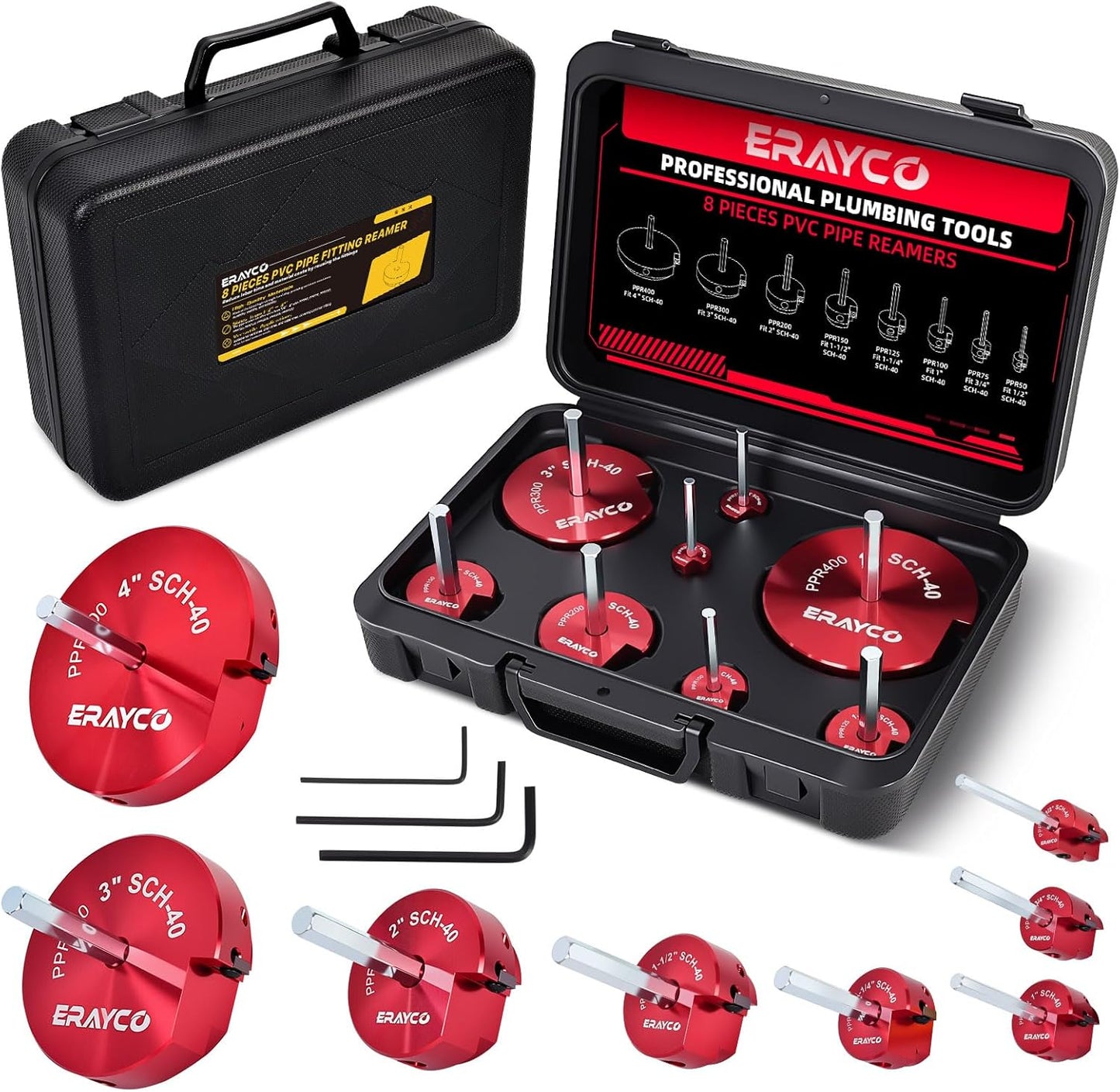 ERAYCO PVC Pipe Reamer Kit: 8PCS for Efficient Pipe Fitting