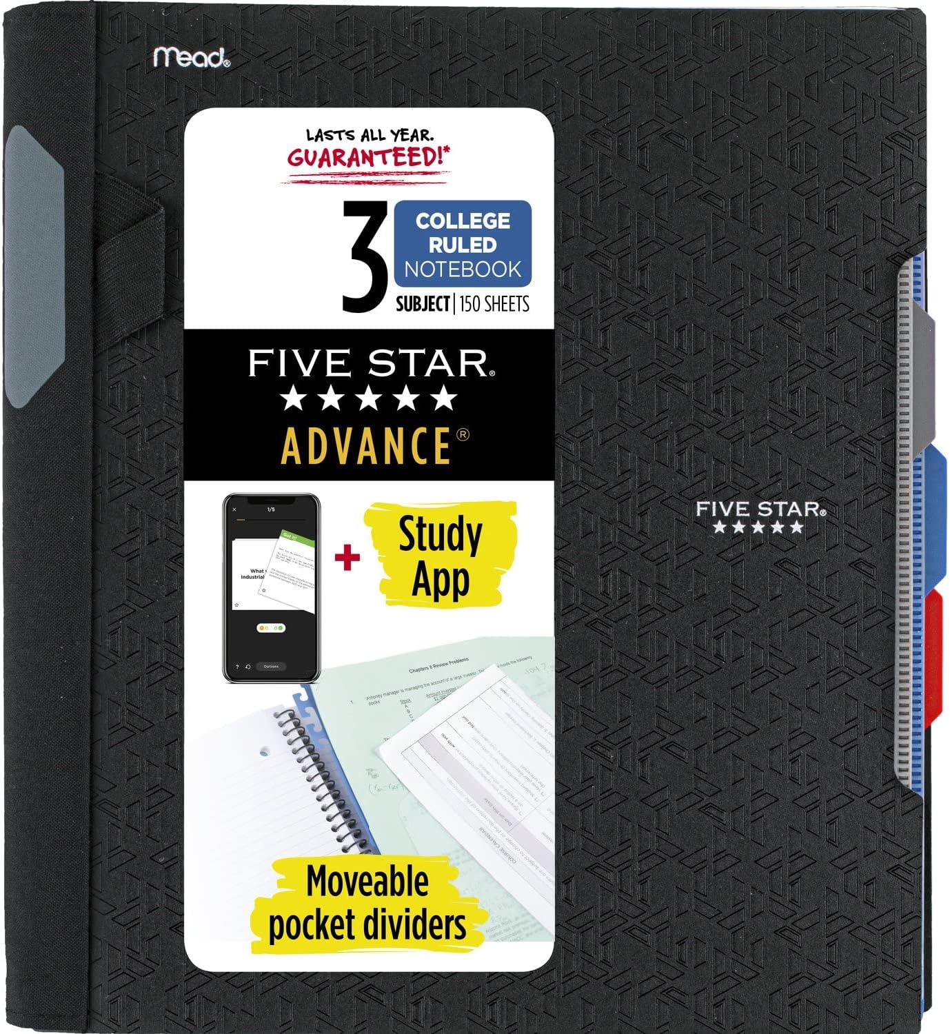 Five Star Advance Spiral Notebook: College Ruled, Study App Included