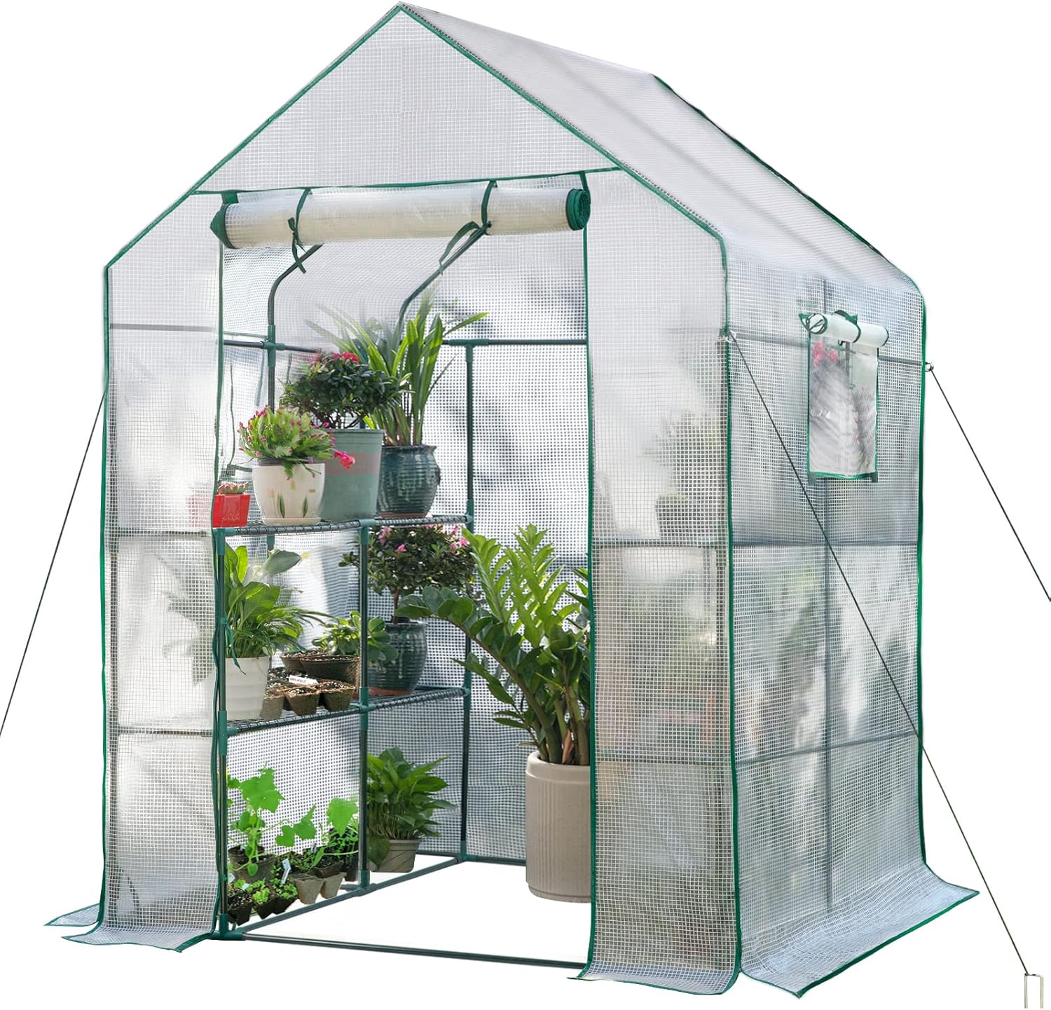 Portable PE Walk-in Greenhouse: Windproof & Ventilated 56x56x78