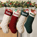 Christmas Stockings Personalized 7pcs Large Knitted Set - Custom Names