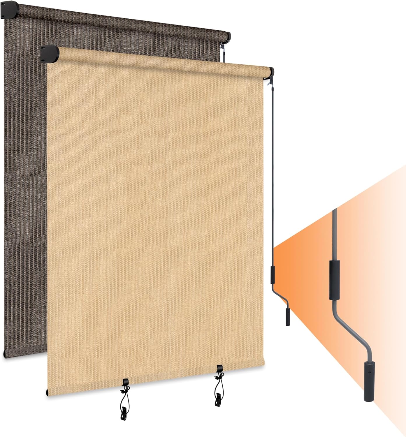 Outdoor Roller Shades for Patio - Waterproof Khaki Blinds