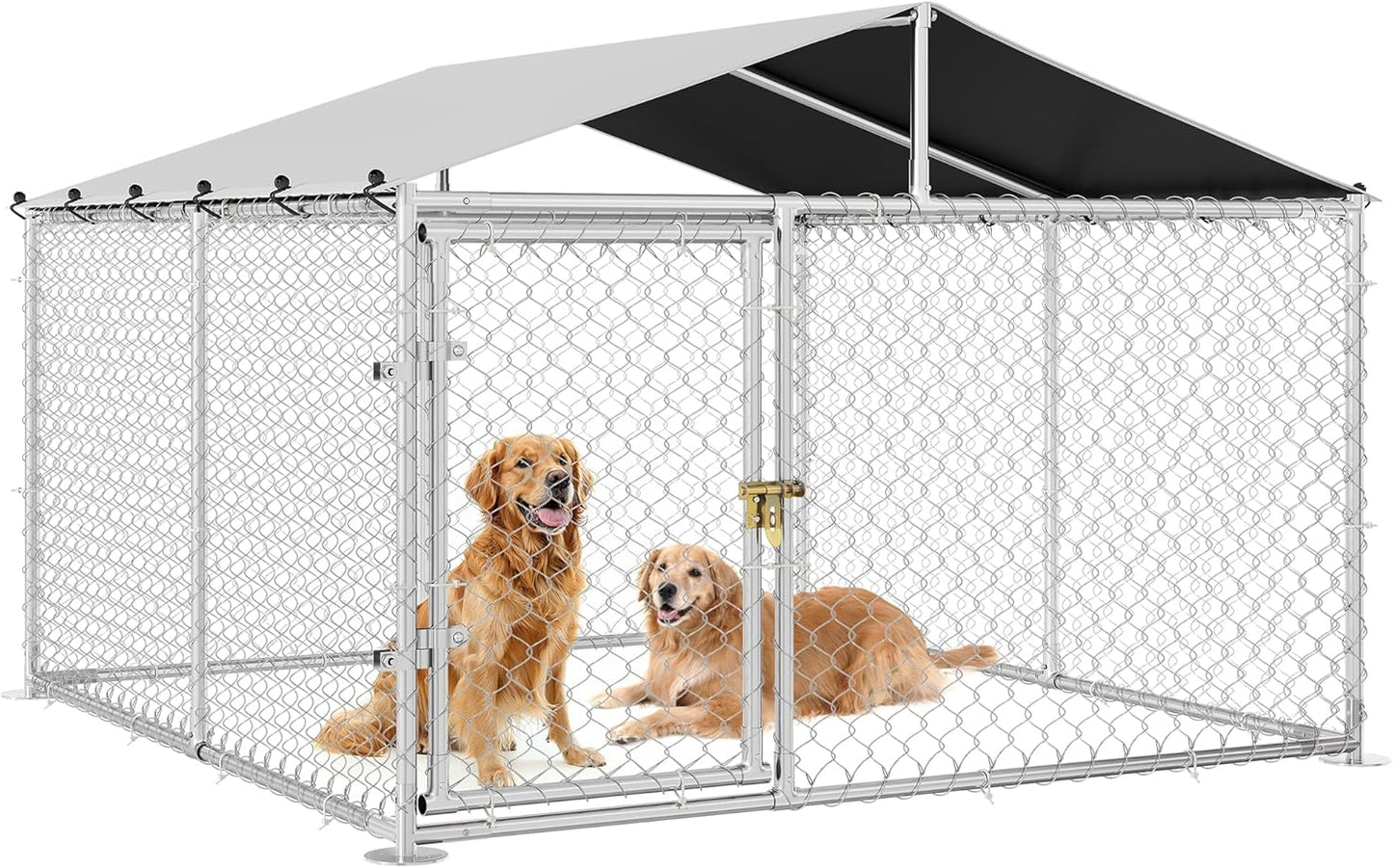 DWVO Outdoor Dog Enclosure with Roof for Large Dogs in Yard