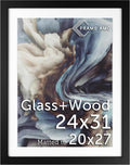 Frame Amo 24x31 Black Solid Wood Poster Frame with White Mat - Gallery