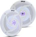 Pyle Low-Profile Waterproof Marine Speakers 6.5 in - LED Illumination