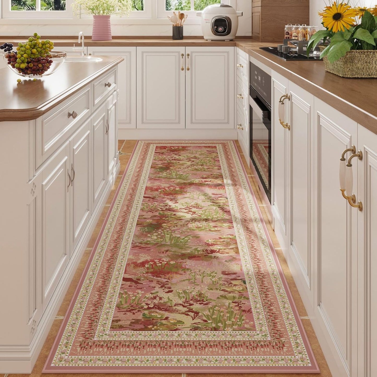Impressionist-Style Vintage Kitchen Runner Rug for Every Room