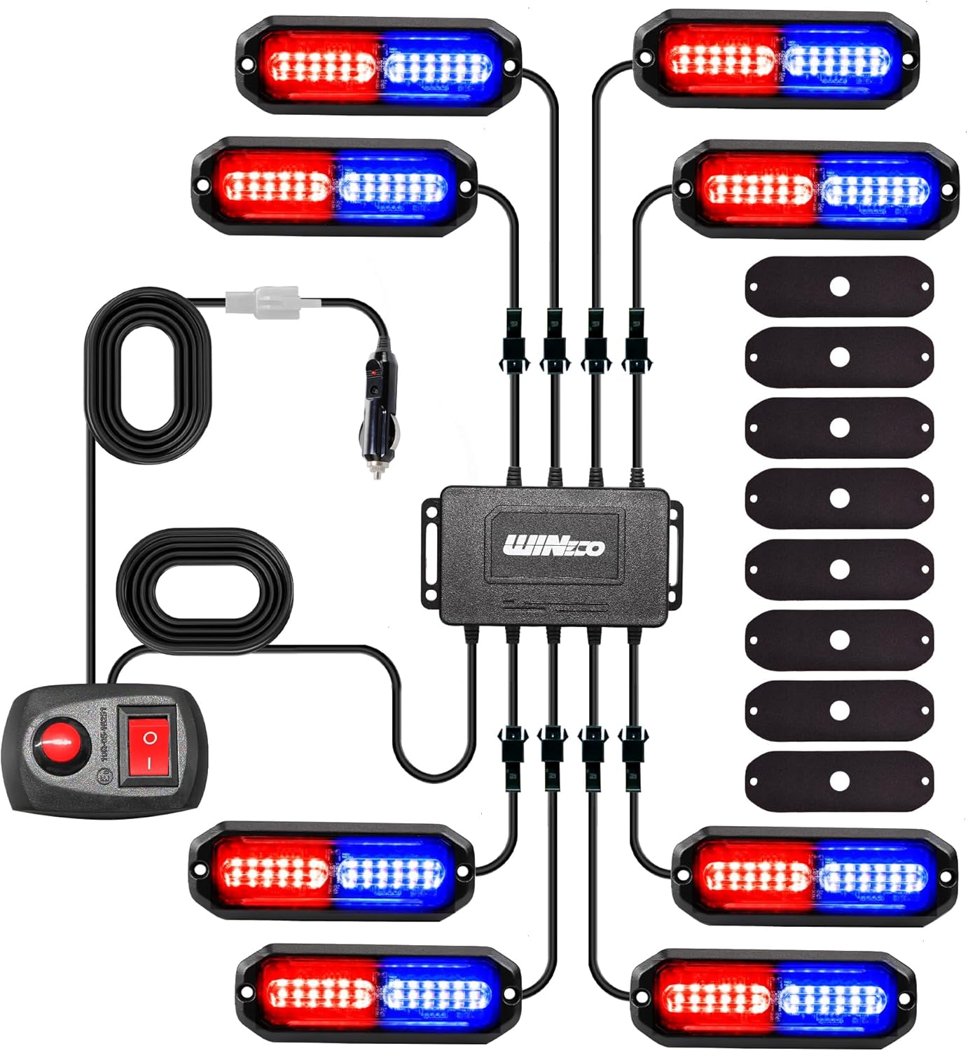 WINECO 8PCS LED Strobe Lights for Emergency Hazard Warning