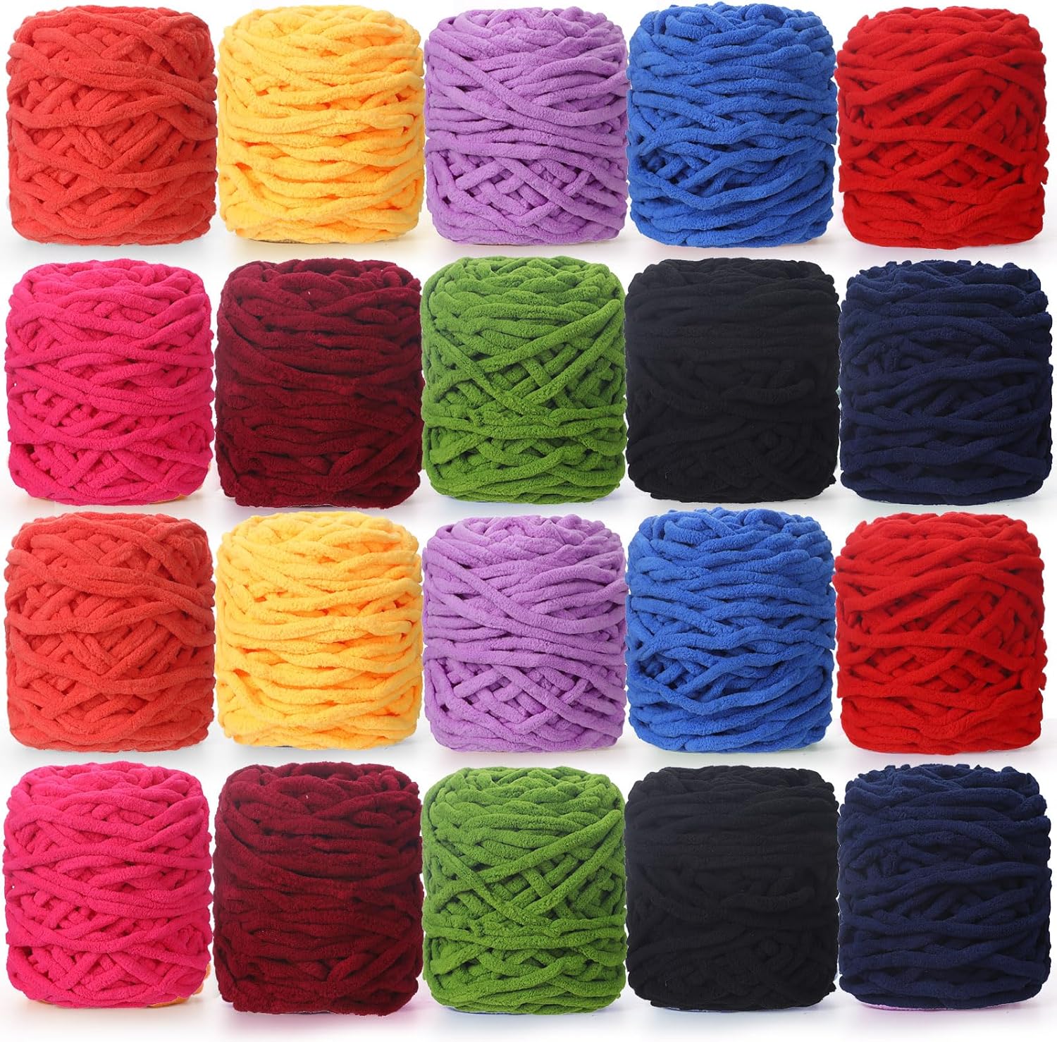 Timgle 20 Skeins Chunky Chenille Yarn for Creative Projects