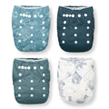 Nora's Nursery Cloth Pocket Diapers 4 Pack with 4 Inserts - Reusable