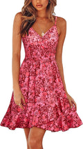 ULTRANICE Women's Floral V Neck Summer Dress with Ruffled Hem