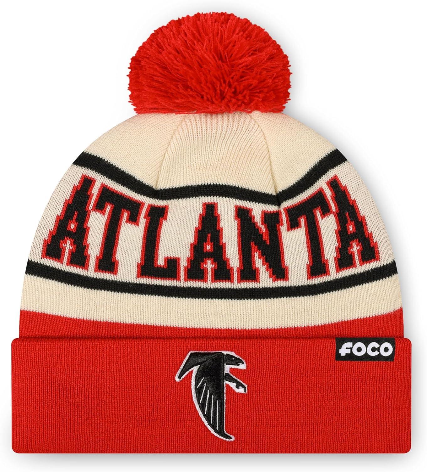 FOCO NFL Retro Team Logo Heritage Stripe Pom Beanie Hat Review