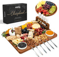 Charcuterie Boards Set - Large Bamboo Cheese Board Set