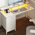 Huuger 47 in Computer Desk with LED Lights and Power Outlets - Compact