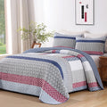 Blue Red Boho Quilt King Size - Lightweight Reversible Comforter