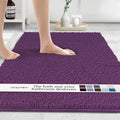 Plush Shaggy Chenille Bath Mat - Extra Soft, Super Absorbent Plum