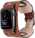 Cuff Leather Watch Band for Apple 42mm - Brown Genuine Leather