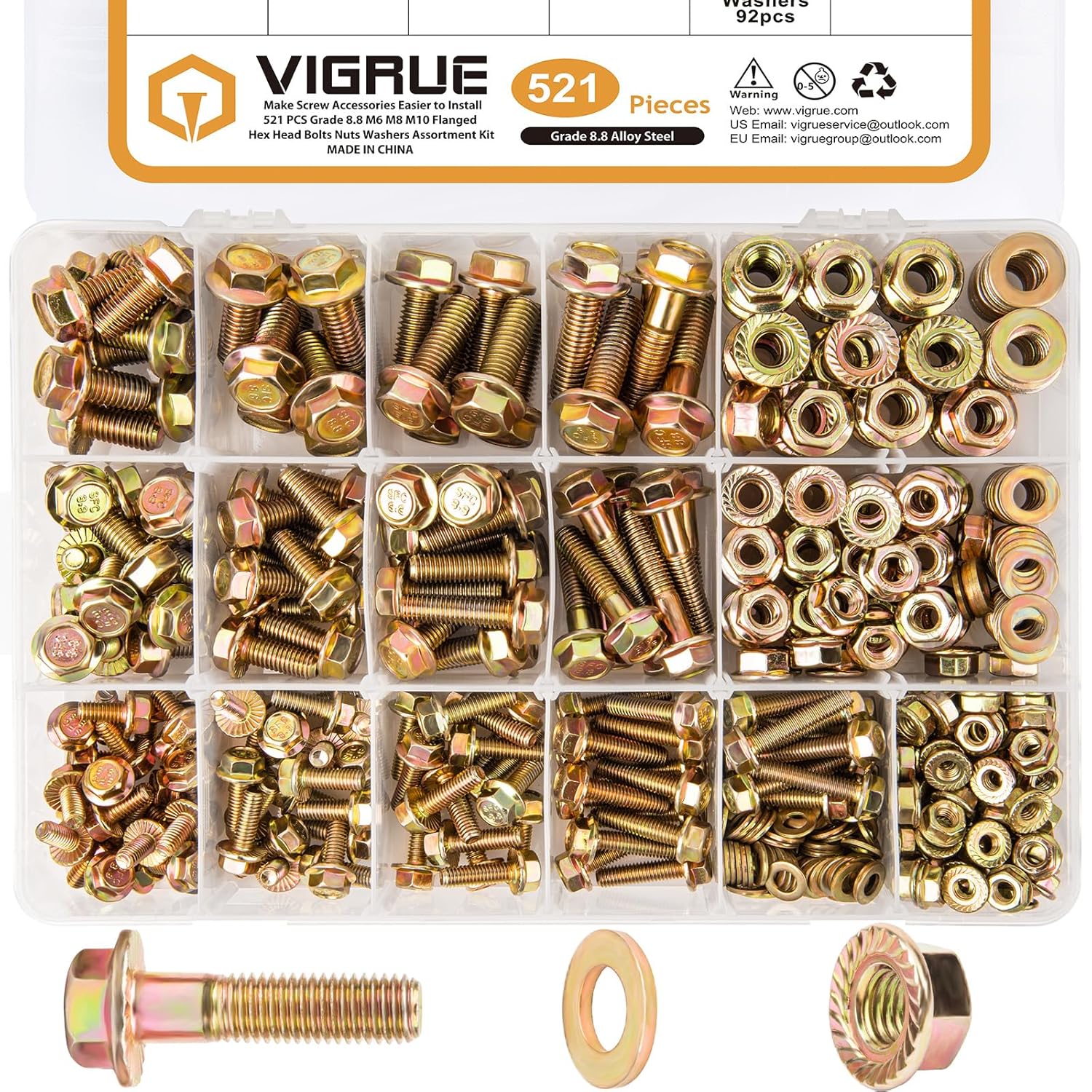 VIGRUE 521PCS M6 M8 M10 Flange Bolts Assortment Kit Review