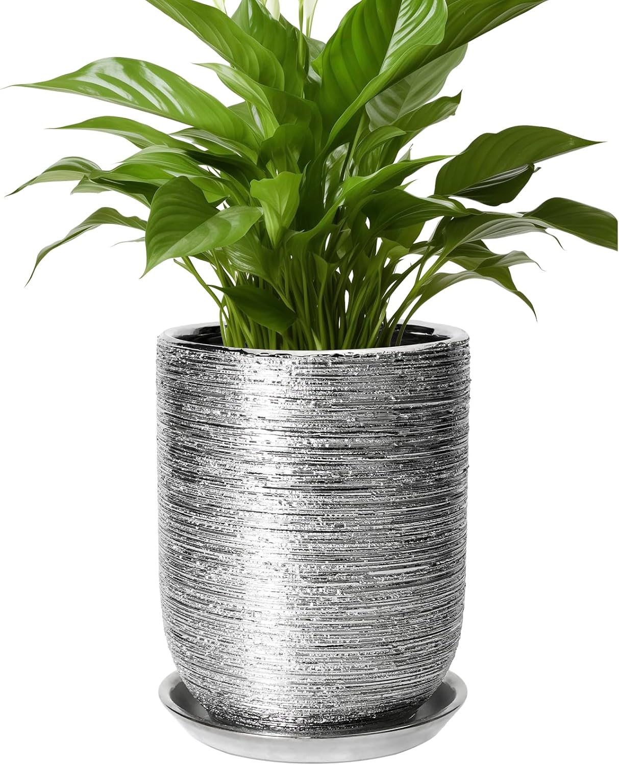 Ceramic Flower Pot for Plants - 8 Inch Indoor Planter with Saucer