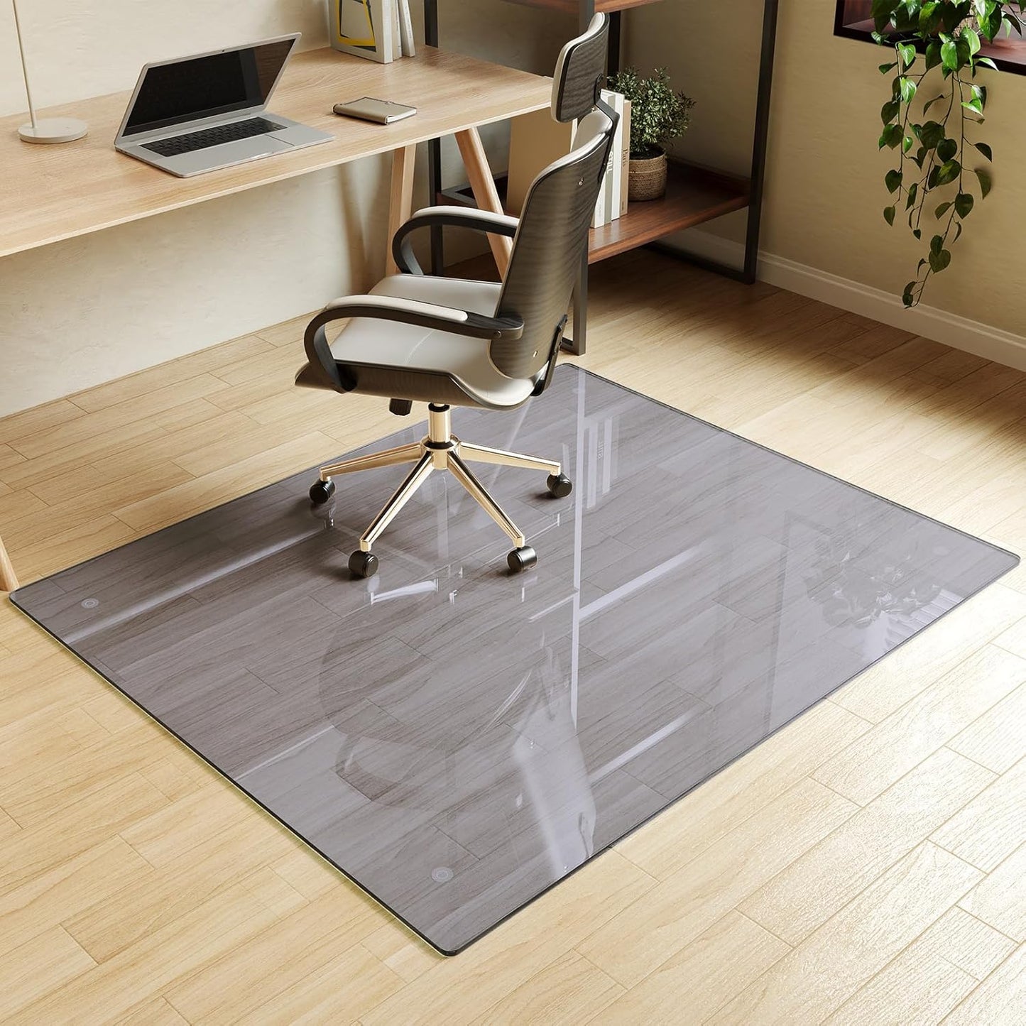 Koonmi Tempered Glass Chair Mat for Hardwood Floors & Carpets